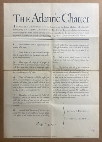 1943 The Atlantic Charter Franklin D Roosevelt Winston Churchill WWII
