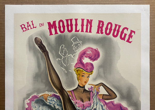 c.1950s Bal Du Moulin Rouge Paris by Pierre O’Kley Can-Can Dancer