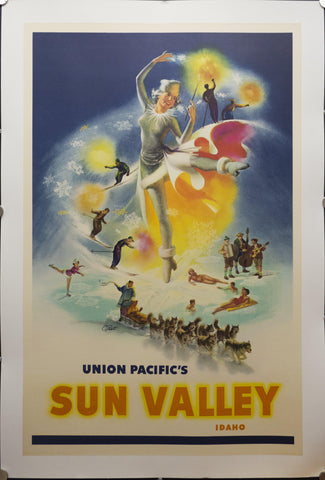 c.1950 Union Pacific's Sun Valley Idaho by Cornelius Peet Ski Skiing Winter Sports - Golden Age Posters