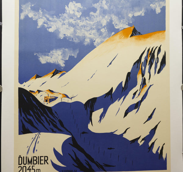 1932 Visit Czechoslovakia Dumbier Low Tatras by Vladimir Hipman Ski Skiing - Golden Age Posters