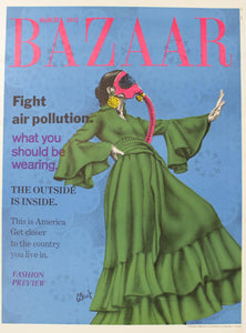 1975 Fight Air Pollution Bazaar Magazine Parody Environmental Poster George Stowe - Golden Age Posters