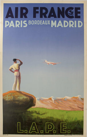 1936 Air France - Paris Bordeaux Madrid by Albert Solon - Golden Age Posters