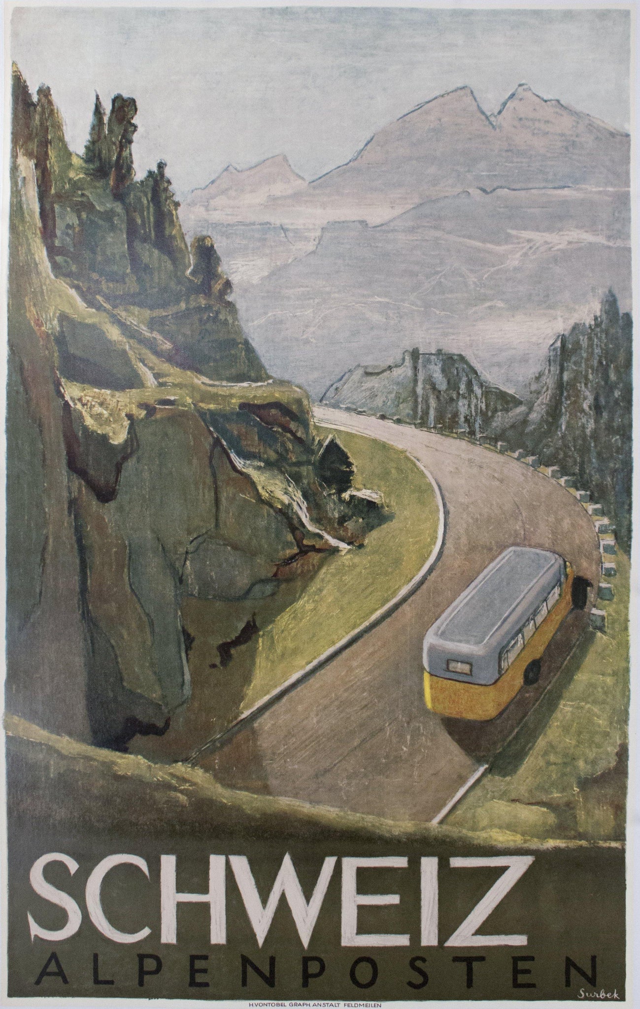 1937 Schweiz Alpenposten by Victor Surbek - Golden Age Posters