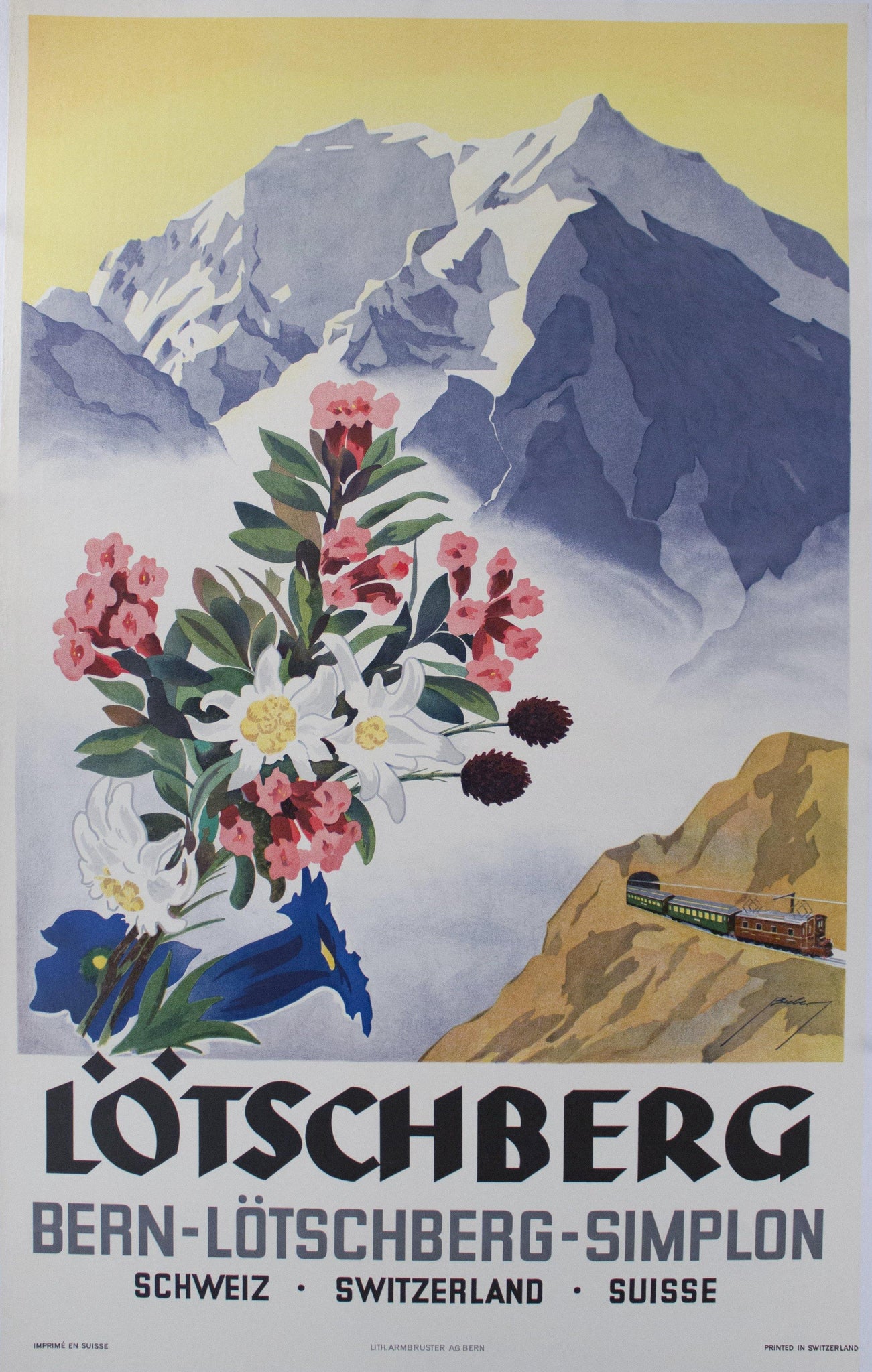 1939 Lotschberg Bern-lotschberg-Simplon Schwiz Switzerland Suisse by Armin Bieber - Golden Age Posters