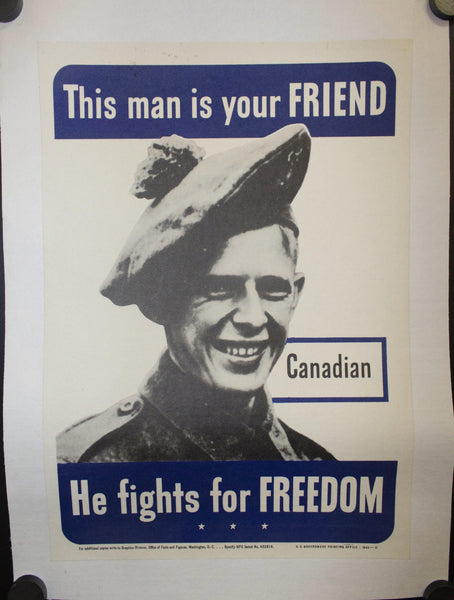 1942 This Man Is Your Friend He Fights For Your Freedom Lot - Golden Age Posters