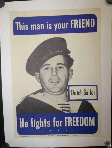 1942 This Man Is Your Friend He Fights For Your Freedom Lot - Golden Age Posters