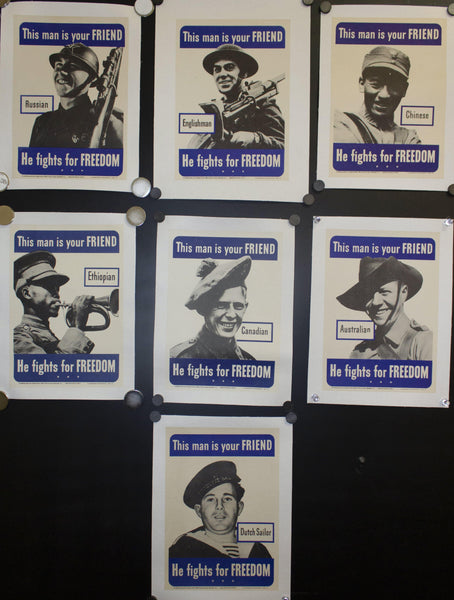 1942 This Man Is Your Friend He Fights For Your Freedom Lot - Golden Age Posters