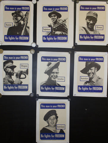 1942 This Man Is Your Friend He Fights For Your Freedom Lot - Golden Age Posters