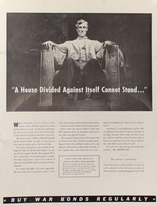 1942 A House Divided Against Itself Cannot Stand Buy War Bonds Regularly - Golden Age Posters