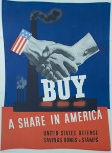 1941 Buy A Share In America | United States Defense Savings Bonds & Stamps - Golden Age Posters