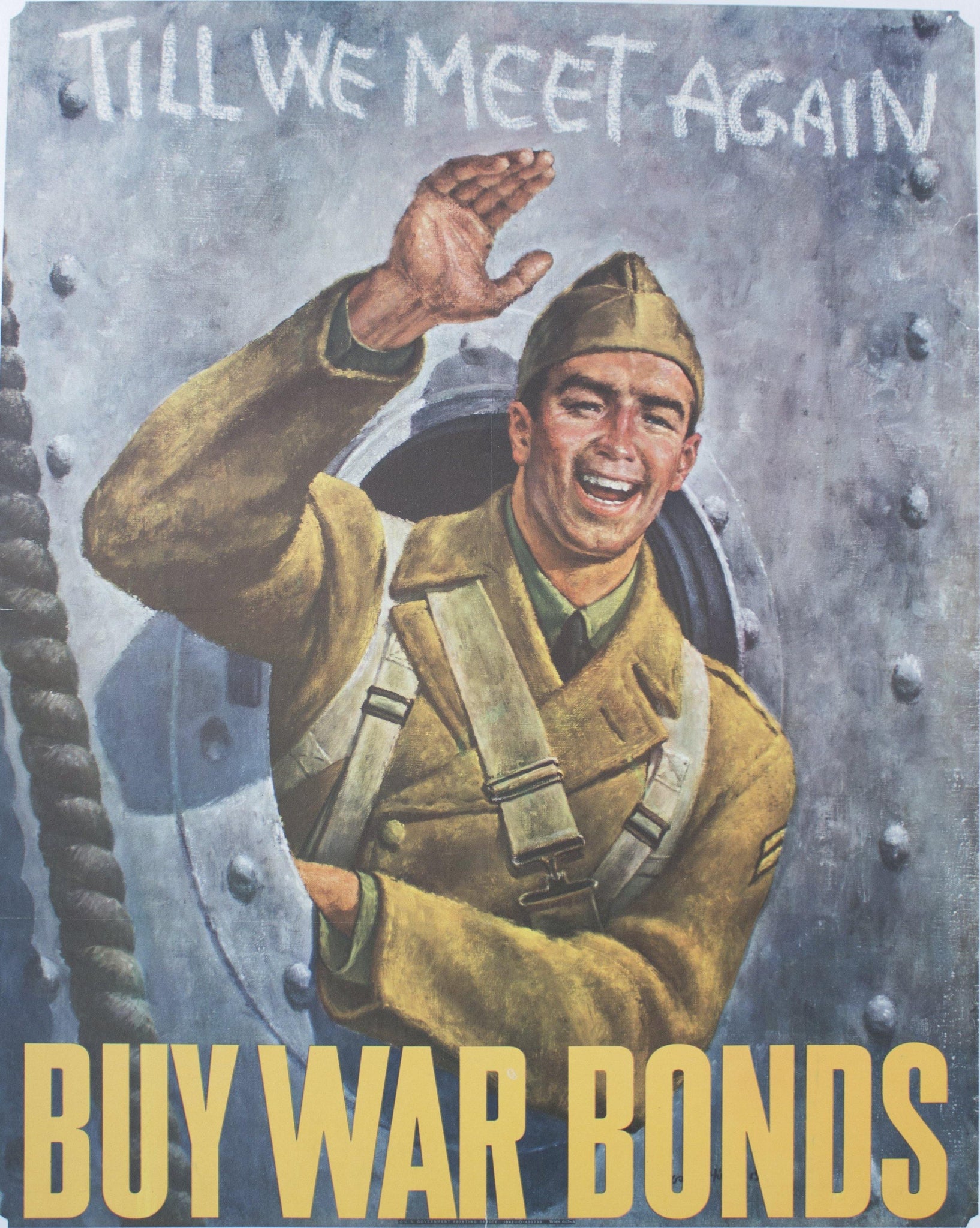 1942 Till We Meet Again Buy War Bonds Saluting Soldier - Golden Age Posters
