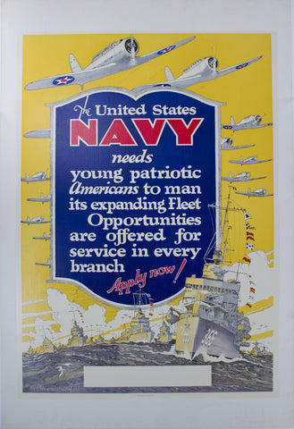 1940 United States Navy Needs Young Patriotic Americans - Golden Age Posters