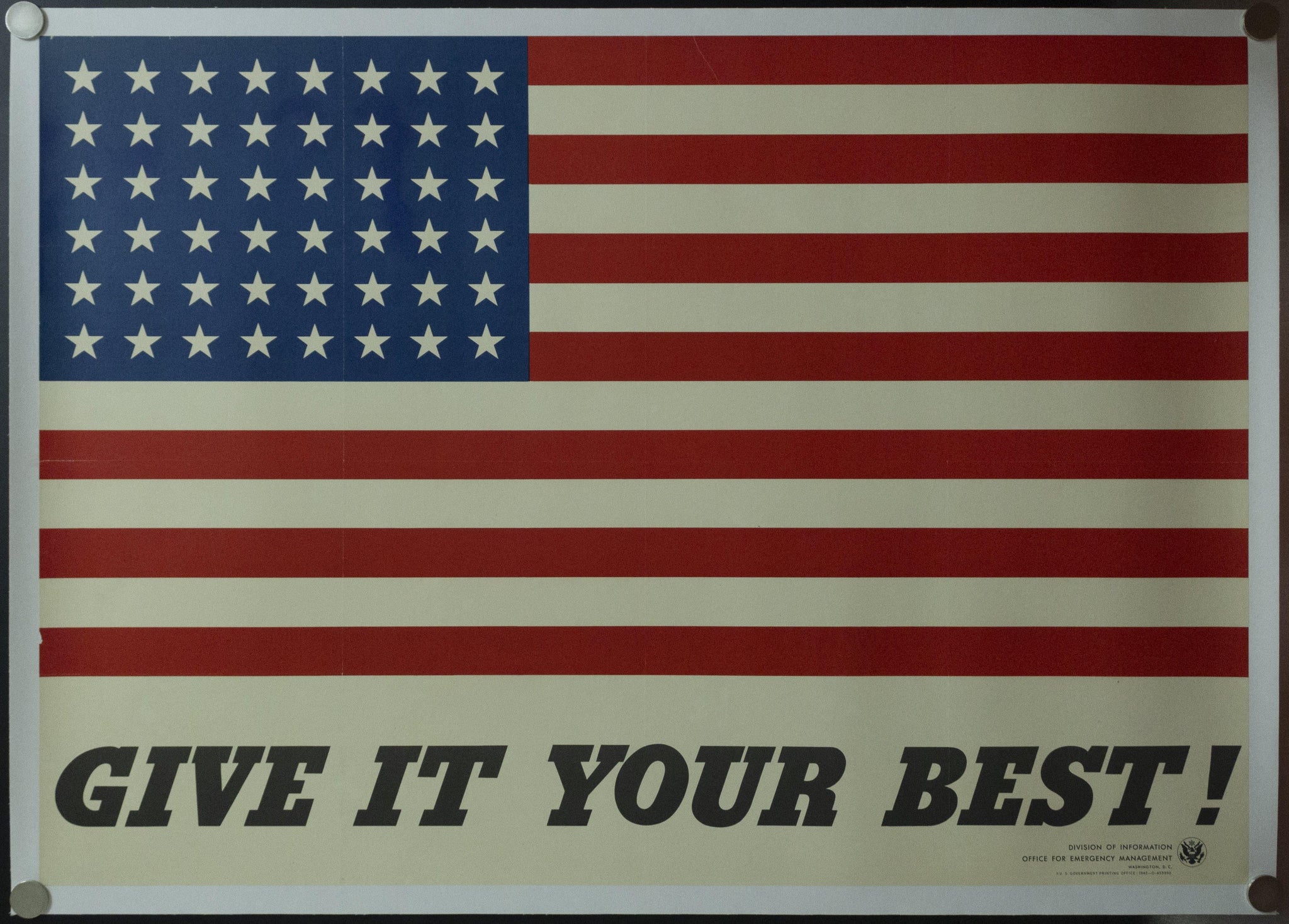1942 Give It Your Best! Charles Coiner WWII American Flag OWI No. 9 Full Size - Golden Age Posters