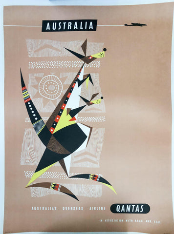 c. 1960s Australia's Overseas Airline | Qantas by Harry Rogers Rare Full Size - Golden Age Posters