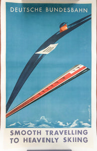 1958 Deutsche Bundesbahn Railway - Smooth Travelling to Heavenly Skiing - Golden Age Posters