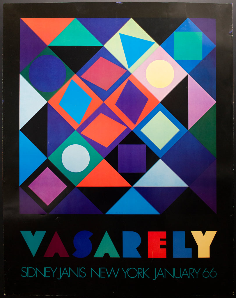1966 Victor Vasarely Sidney Janis Gallery Art Exbibit Poster NYC
