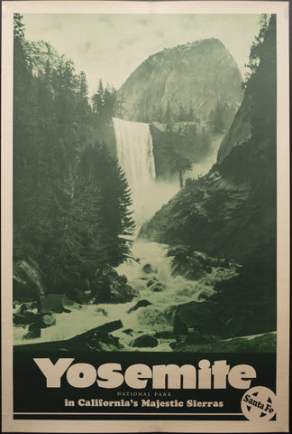 c.1930s Santa Fe Railway Yosemite National Park in California’s Majestic Sierras - Golden Age Posters
