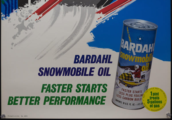 c.1960s Bardahl VBA Snowmobile Oil Advertising Mid-Century - Golden Age Posters