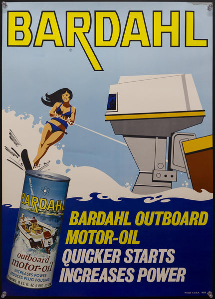 c.1960s Bardahl Outboard Motor Oil Advertising Water Skiing - Golden Age Posters