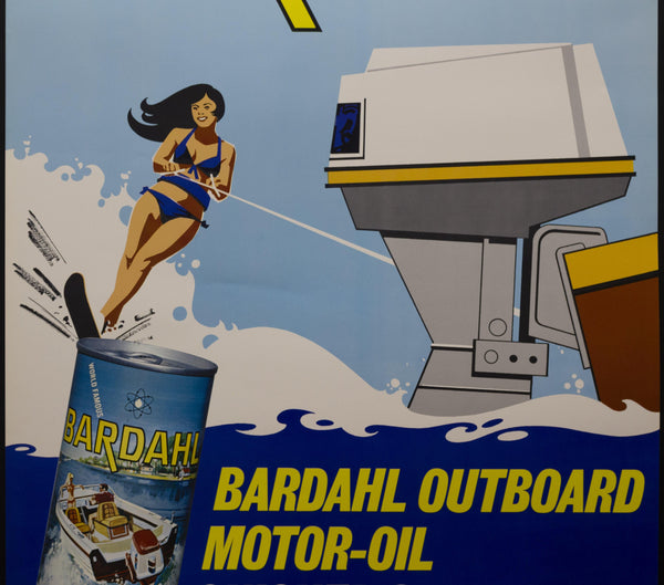 c.1960s Bardahl Outboard Motor Oil Advertising Water Skiing - Golden Age Posters