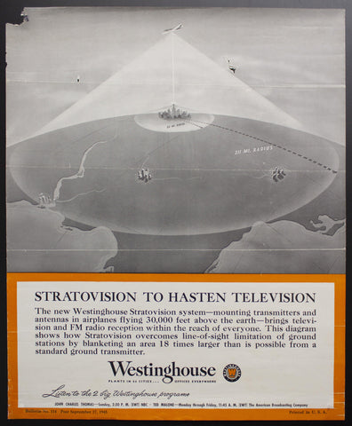 1945 Westinghouse Stratovision Television System Publicity - Golden Age Posters
